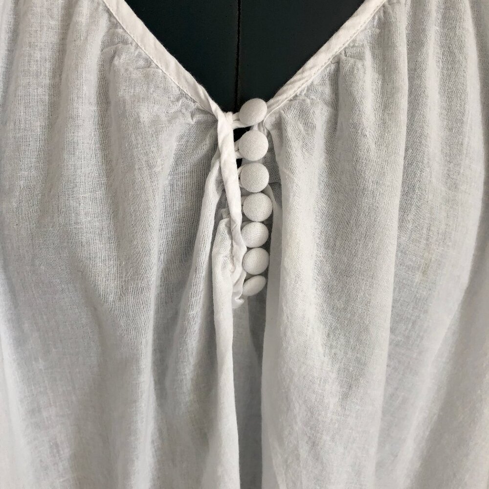 Holy G. White Cotton Blouse for Summer Cover Up with Eyelet Detail Size 40 - Picture 2 of 10